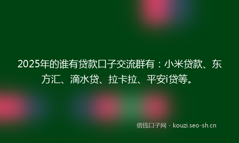 2025年的谁有贷款口子交流群有：小米贷款、东方汇、滴水贷、拉卡拉、平安i贷等。