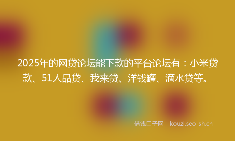 2025年的网贷论坛能下款的平台论坛有：小米贷款、51人品贷、我来贷、洋钱罐、滴水贷等。