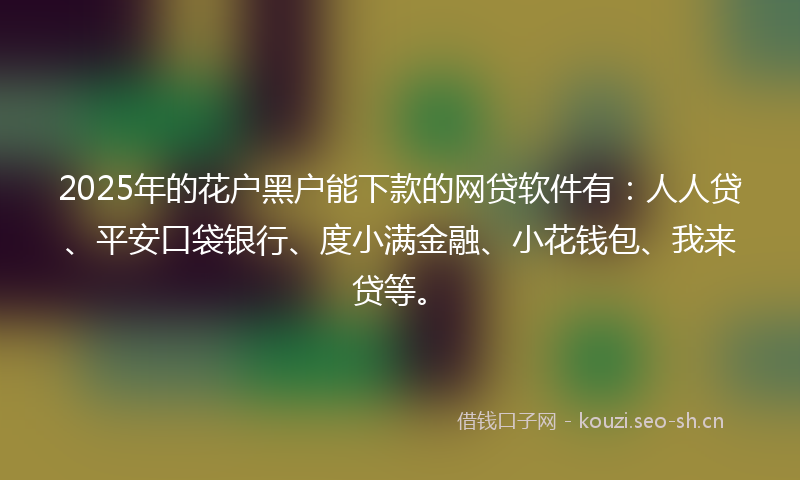 2025年的花户黑户能下款的网贷软件有：人人贷、平安口袋银行、度小满金融、小花钱包、我来贷等。
