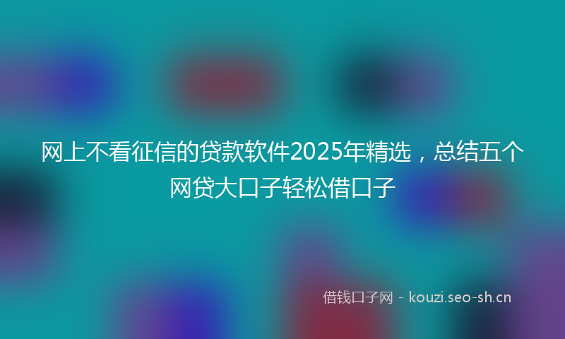 网上不看征信的贷款软件2025年精选，总结五个网贷大口子轻松借口子