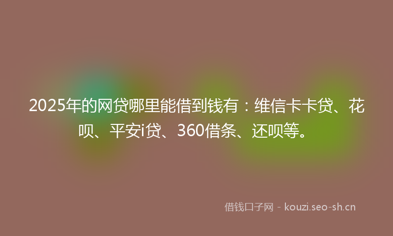 2025年的网贷哪里能借到钱有：维信卡卡贷、花呗、平安i贷、360借条、还呗等。