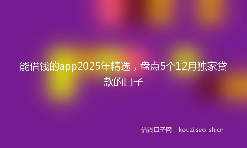 能借钱的app2025年精选，盘点5个12月独家贷款的口子
