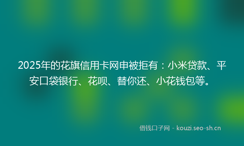 2025年的花旗信用卡网申被拒有：小米贷款、平安口袋银行、花呗、替你还、小花钱包等。