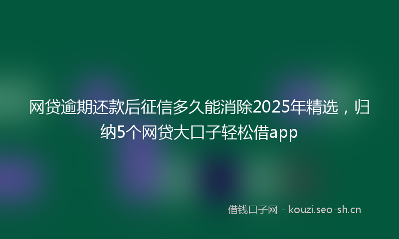 网贷逾期还款后征信多久能消除2025年精选，归纳5个网贷大口子轻松借app