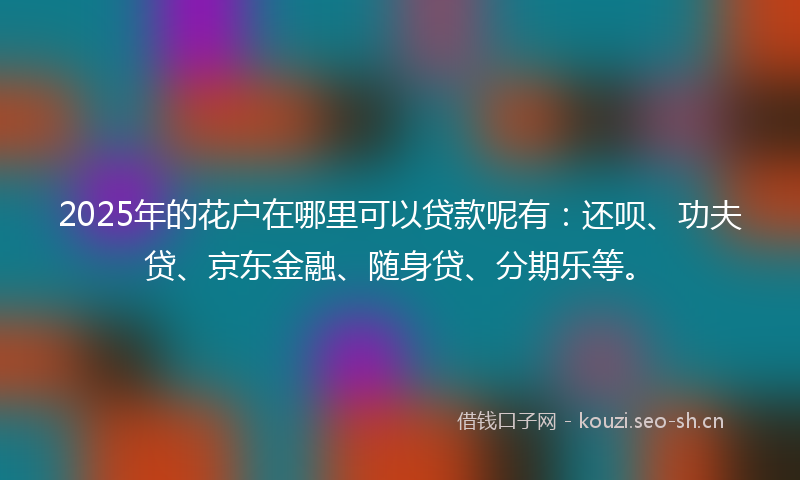 2025年的花户在哪里可以贷款呢有：还呗、功夫贷、京东金融、随身贷、分期乐等。