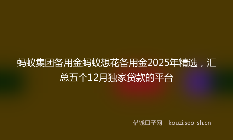 蚂蚁集团备用金蚂蚁想花备用金2025年精选，汇总五个12月独家贷款的平台