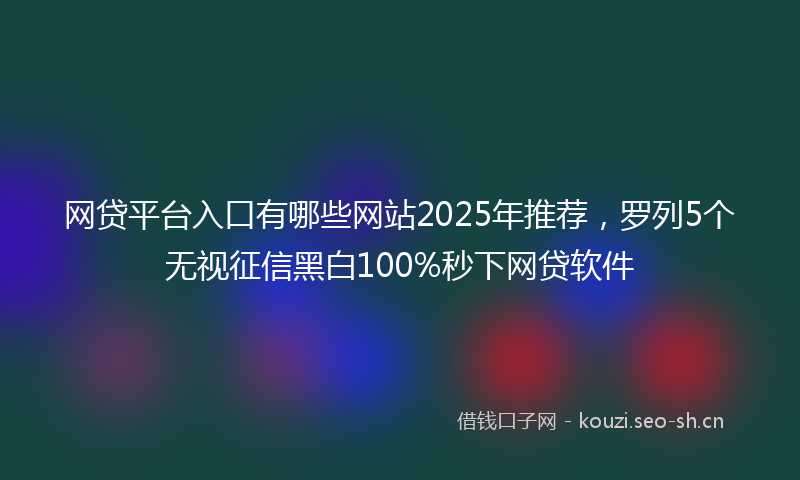 网贷平台入口有哪些网站2025年推荐，罗列5个无视征信黑白100%秒下网贷软件