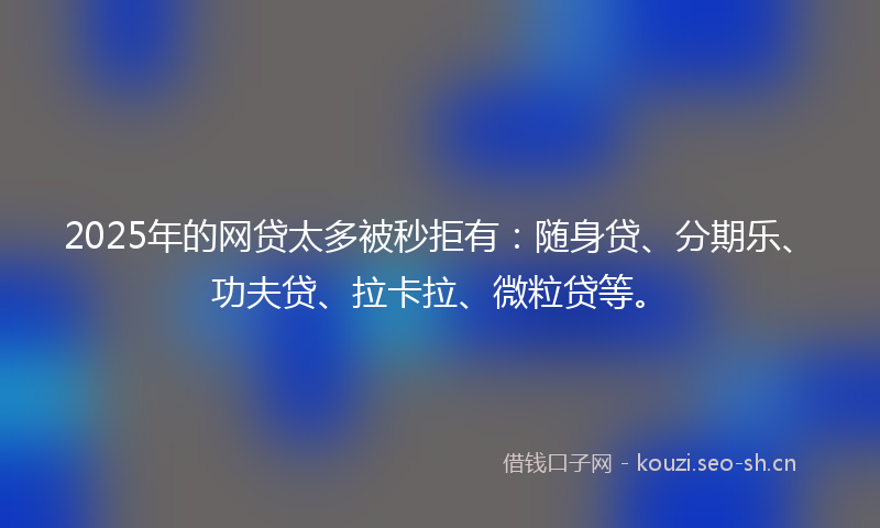 2025年的网贷太多被秒拒有：随身贷、分期乐、功夫贷、拉卡拉、微粒贷等。