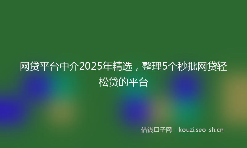 网贷平台中介2025年精选,整理5个秒批网贷轻松贷的平台