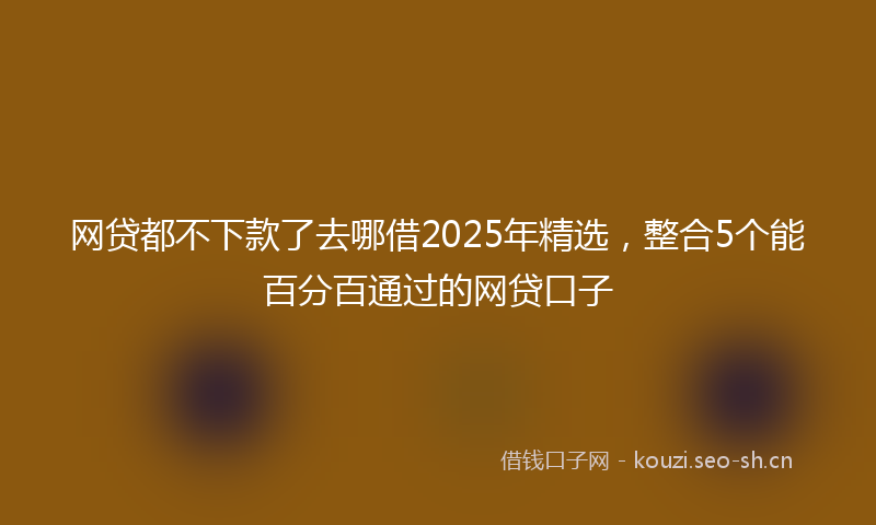 网贷都不下款了去哪借2025年精选，整合5个能百分百通过的网贷口子