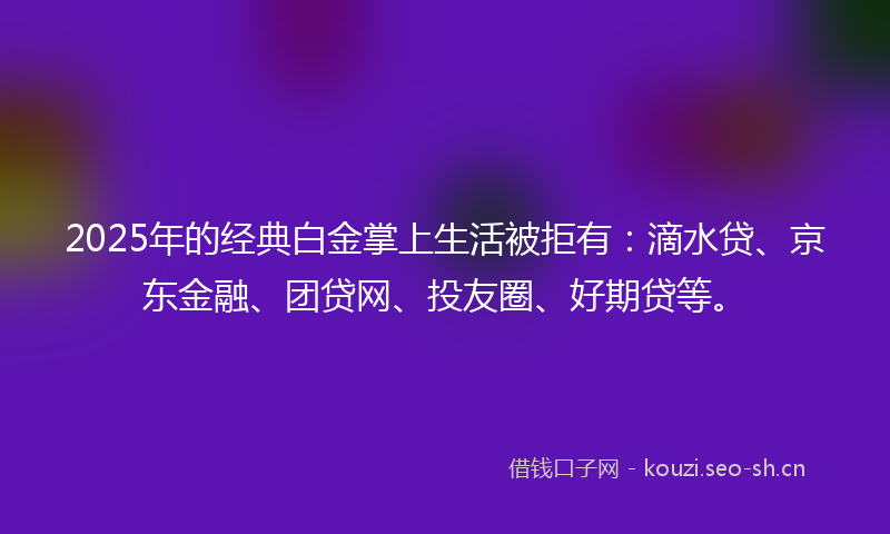 2025年的经典白金掌上生活被拒有：滴水贷、京东金融、团贷网、投友圈、好期贷等。