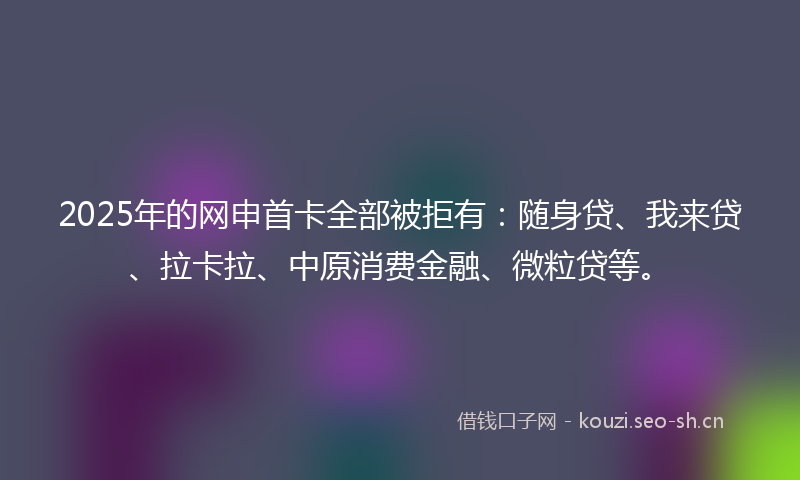 2025年的网申首卡全部被拒有：随身贷、我来贷、拉卡拉、中原消费金融、微粒贷等。