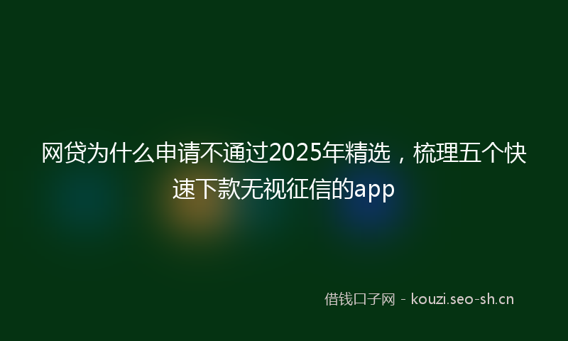 网贷为什么申请不通过2025年精选，梳理五个快速下款无视征信的app