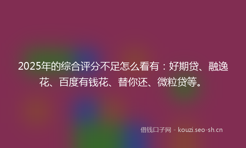 2025年的综合评分不足怎么看有：好期贷、融逸花、百度有钱花、替你还、微粒贷等。