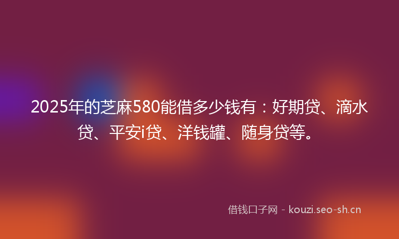 2025年的芝麻580能借多少钱有：好期贷、滴水贷、平安i贷、洋钱罐、随身贷等。
