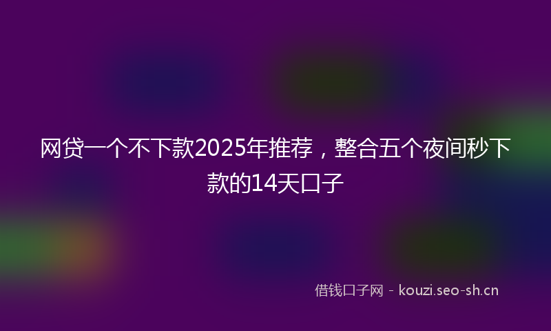 网贷一个不下款2025年推荐，整合五个夜间秒下款的14天口子