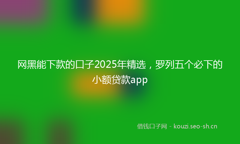 网黑能下款的口子2025年精选，罗列五个必下的小额贷款app