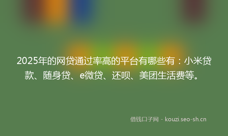 2025年的网贷通过率高的平台有哪些有：小米贷款、随身贷、e微贷、还呗、美团生活费等。