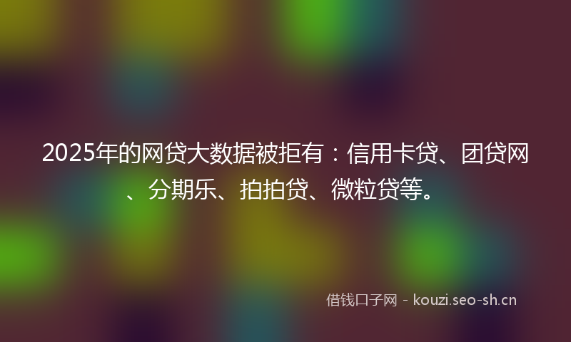2025年的网贷大数据被拒有:信用卡贷、团贷网、分期乐、拍拍贷、微粒贷等。