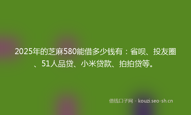 2025年的芝麻580能借多少钱有：省呗、投友圈、51人品贷、小米贷款、拍拍贷等。