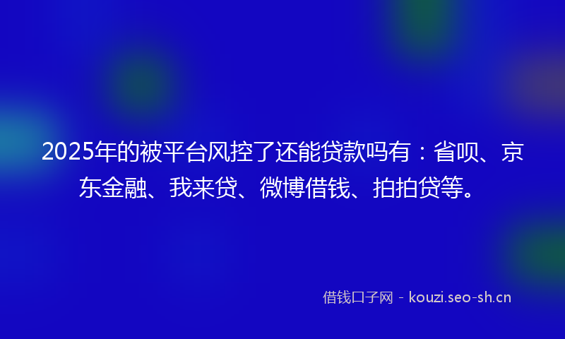 2025年的被平台风控了还能贷款吗有：省呗、京东金融、我来贷、微博借钱、拍拍贷等。