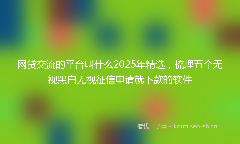网贷交流的平台叫什么2025年精选，梳理五个无视黑白无视征信申请就下款的软件