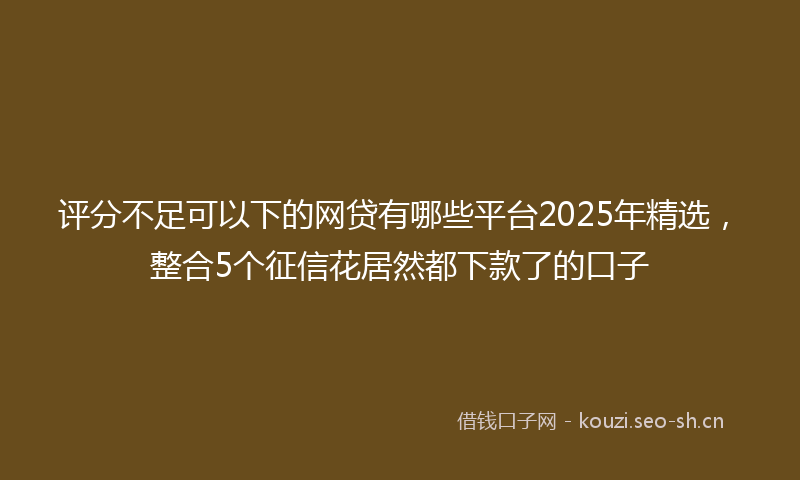 评分不足可以下的网贷有哪些平台2025年精选，整合5个征信花居然都下款了的口子