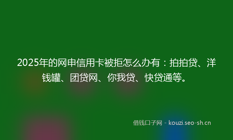2025年的网申信用卡被拒怎么办有:拍拍贷、洋钱罐、团贷网、你我贷、快贷通等。