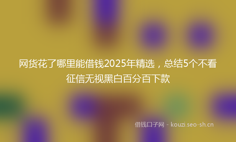 网货花了哪里能借钱2025年精选，总结5个不看征信无视黑白百分百下款
