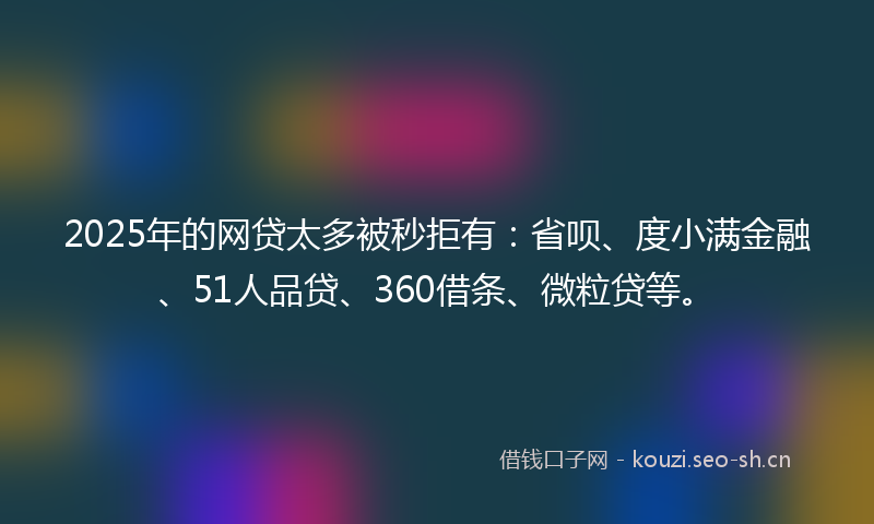 2025年的网贷太多被秒拒有：省呗、度小满金融、51人品贷、360借条、微粒贷等。