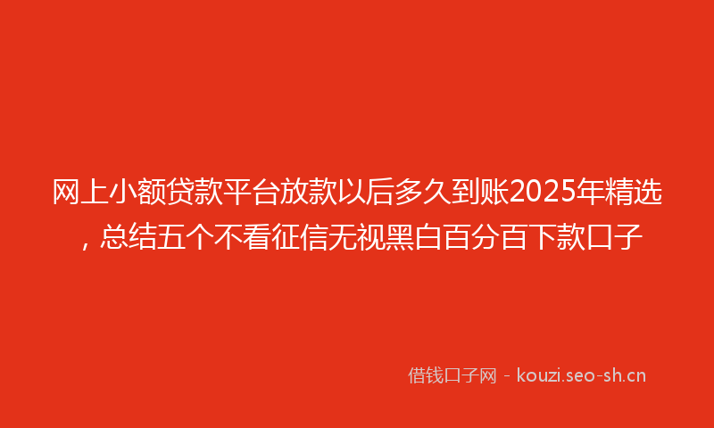 网上小额贷款平台放款以后多久到账2025年精选，总结五个不看征信无视黑白百分百下款口子