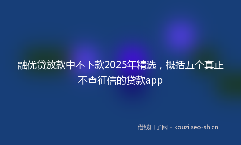 融优贷放款中不下款2025年精选，概括五个真正不查征信的贷款app