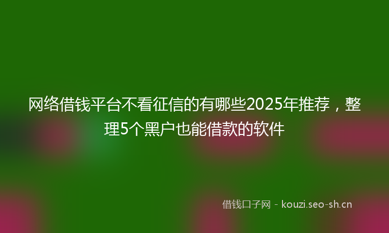 网络借钱平台不看征信的有哪些2025年推荐，整理5个黑户也能借款的软件