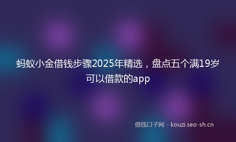 蚂蚁小金借钱步骤2025年精选，盘点五个满19岁可以借款的app