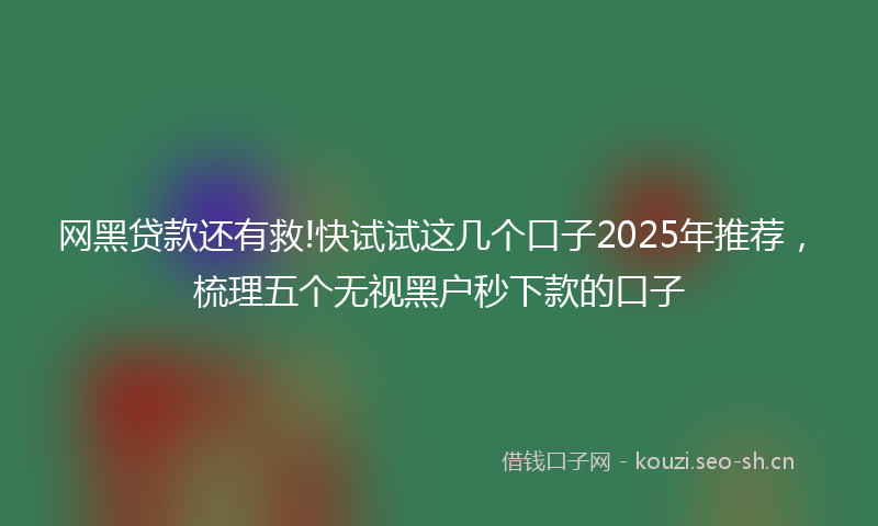 网黑贷款还有救!快试试这几个口子2025年推荐,梳理五个无视黑户秒下款的口子