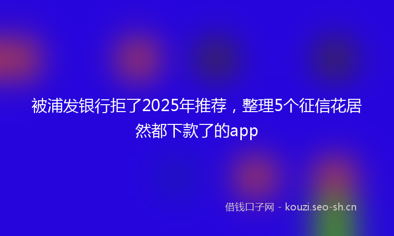被浦发银行拒了2025年推荐，整理5个征信花居然都下款了的app