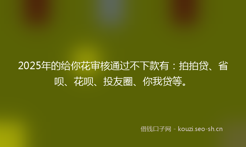 2025年的给你花审核通过不下款有：拍拍贷、省呗、花呗、投友圈、你我贷等。