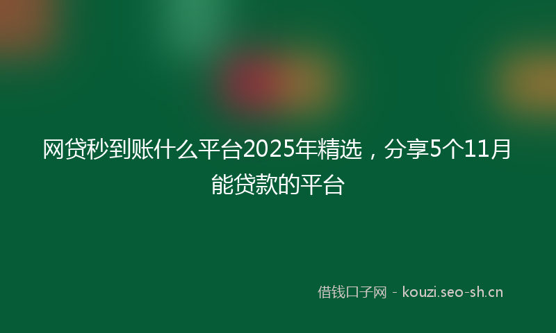 网贷秒到账什么平台2025年精选，分享5个11月能贷款的平台