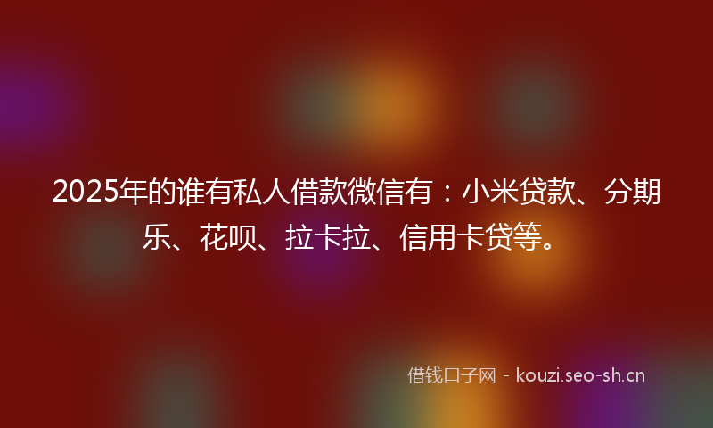 2025年的谁有私人借款微信有：小米贷款、分期乐、花呗、拉卡拉、信用卡贷等。
