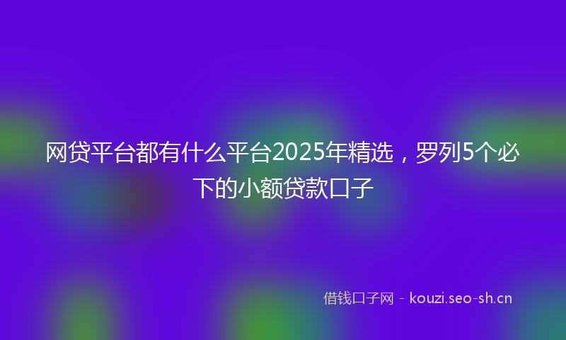 网贷平台都有什么平台2025年精选，罗列5个必下的小额贷款口子