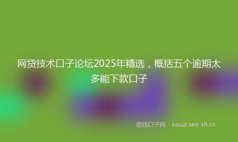 网贷技术口子论坛2025年精选，概括五个逾期太多能下款口子