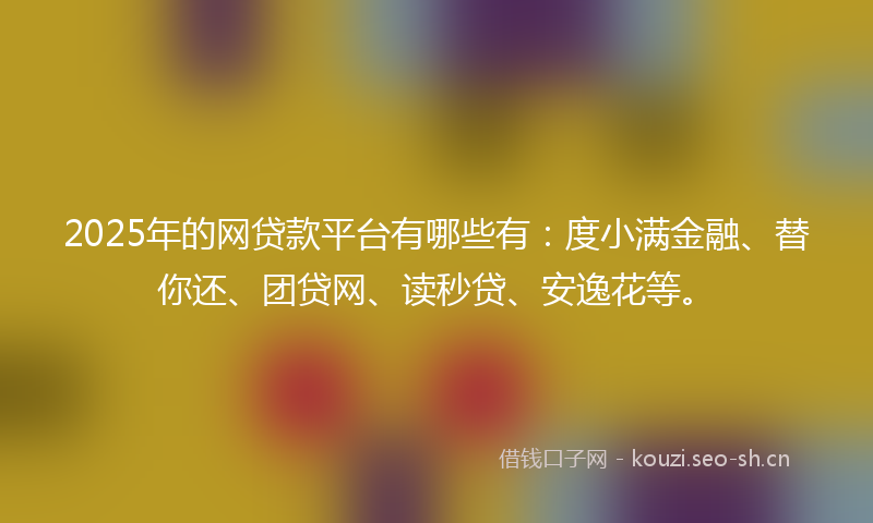 2025年的网贷款平台有哪些有：度小满金融、替你还、团贷网、读秒贷、安逸花等。