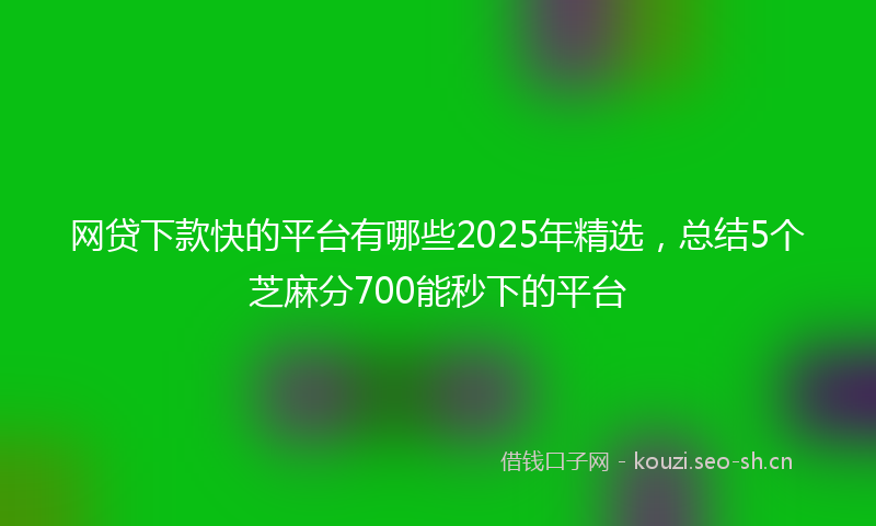 网贷下款快的平台有哪些2025年精选,总结5个芝麻分700能秒下的平台