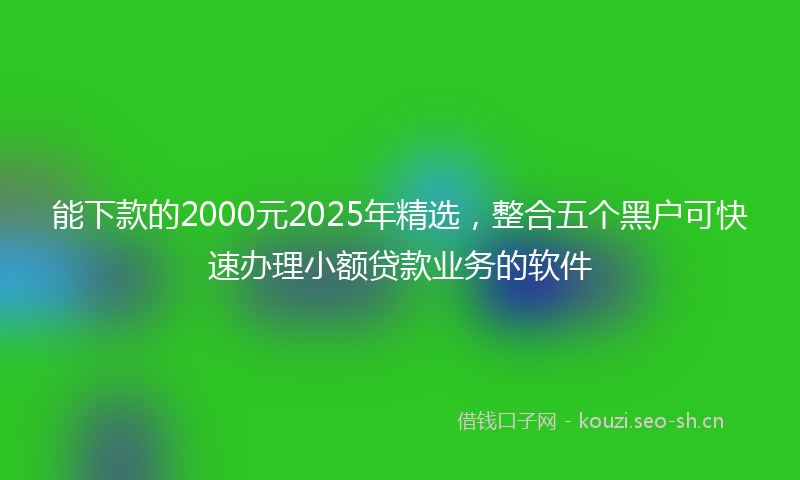 能下款的2000元2025年精选,整合五个黑户可快速办理小额贷款业务的软件