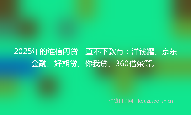 2025年的维信闪贷一直不下款有：洋钱罐、京东金融、好期贷、你我贷、360借条等。