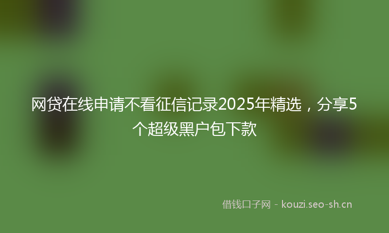 网贷在线申请不看征信记录2025年精选，分享5个超级黑户包下款