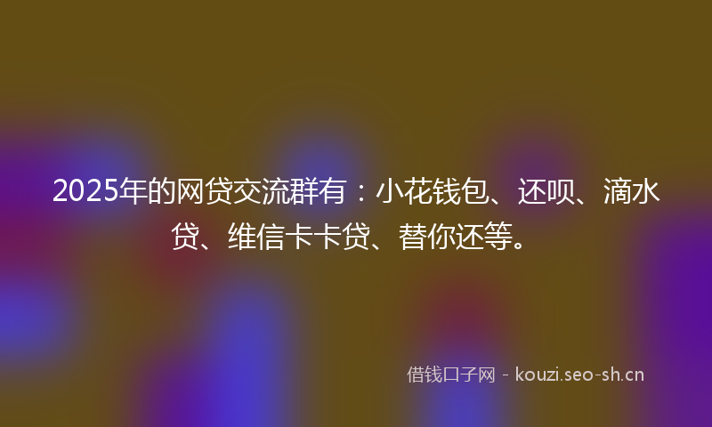2025年的网贷交流群有：小花钱包、还呗、滴水贷、维信卡卡贷、替你还等。