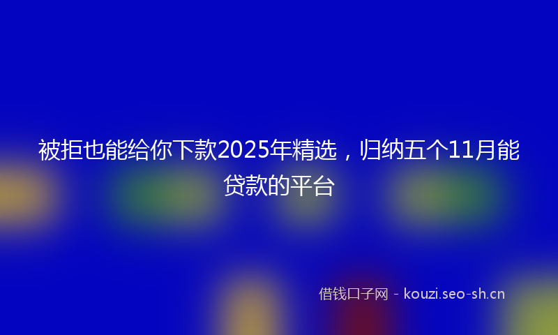 被拒也能给你下款2025年精选，归纳五个11月能贷款的平台