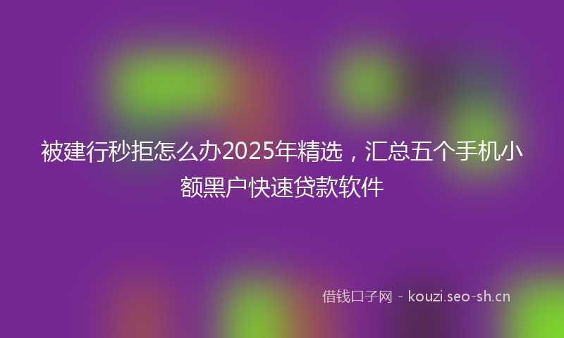 被建行秒拒怎么办2025年精选，汇总五个手机小额黑户快速贷款软件