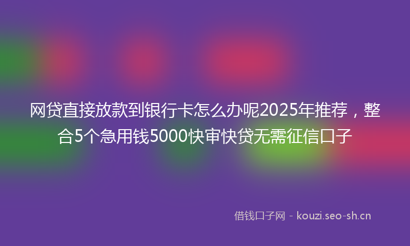 网贷直接放款到银行卡怎么办呢2025年推荐，整合5个急用钱5000快审快贷无需征信口子